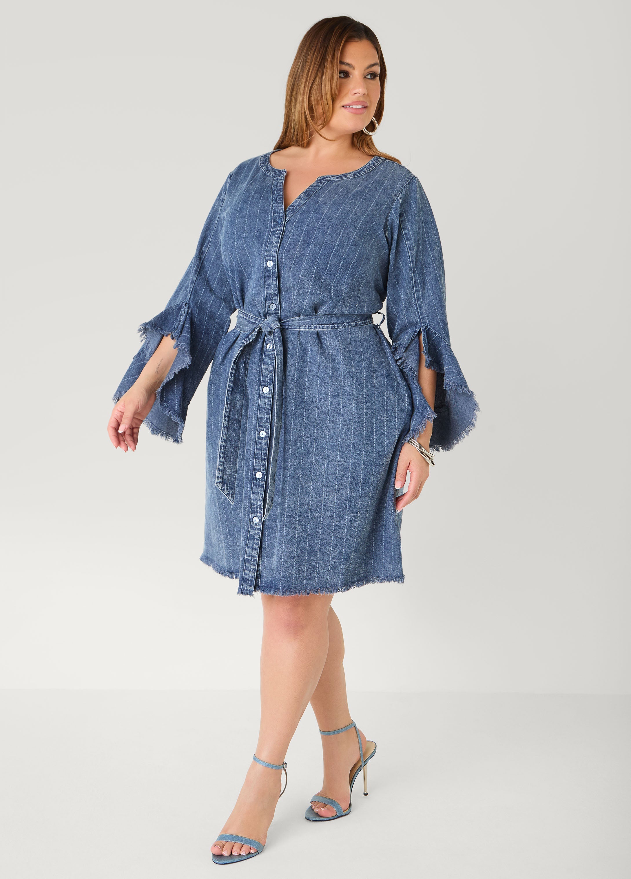 Striped Denim Shirtdress