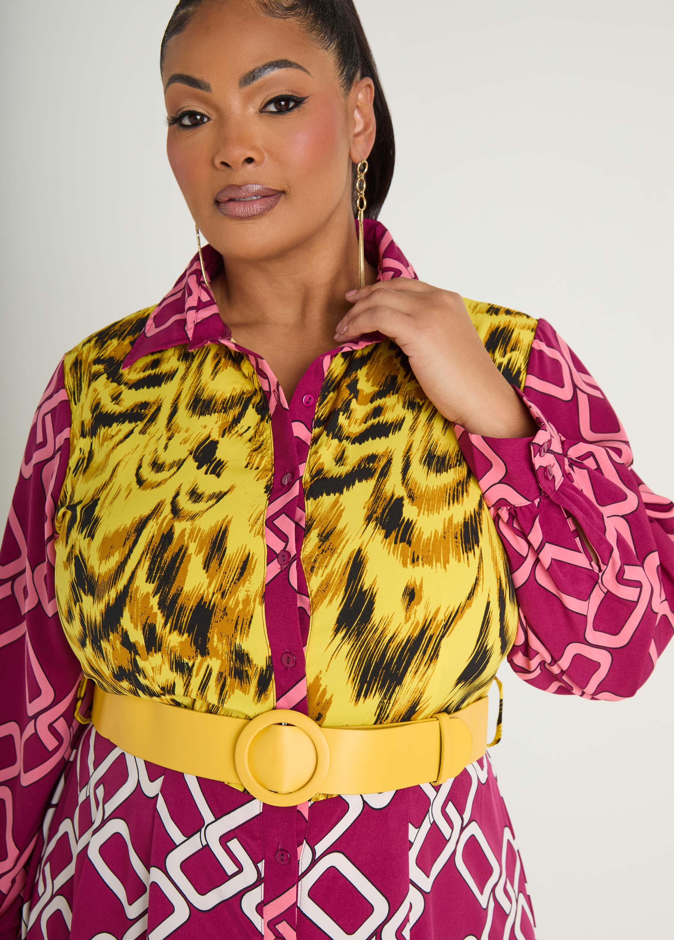 Belted Printed Maxi Shirtdress