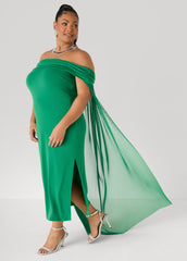 Off The Shoulder Cape Dress