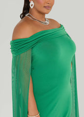 Off The Shoulder Cape Dress
