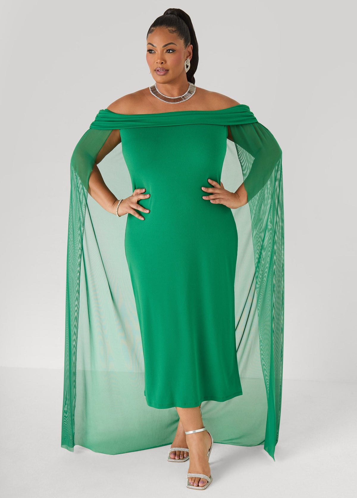 Off The Shoulder Cape Dress