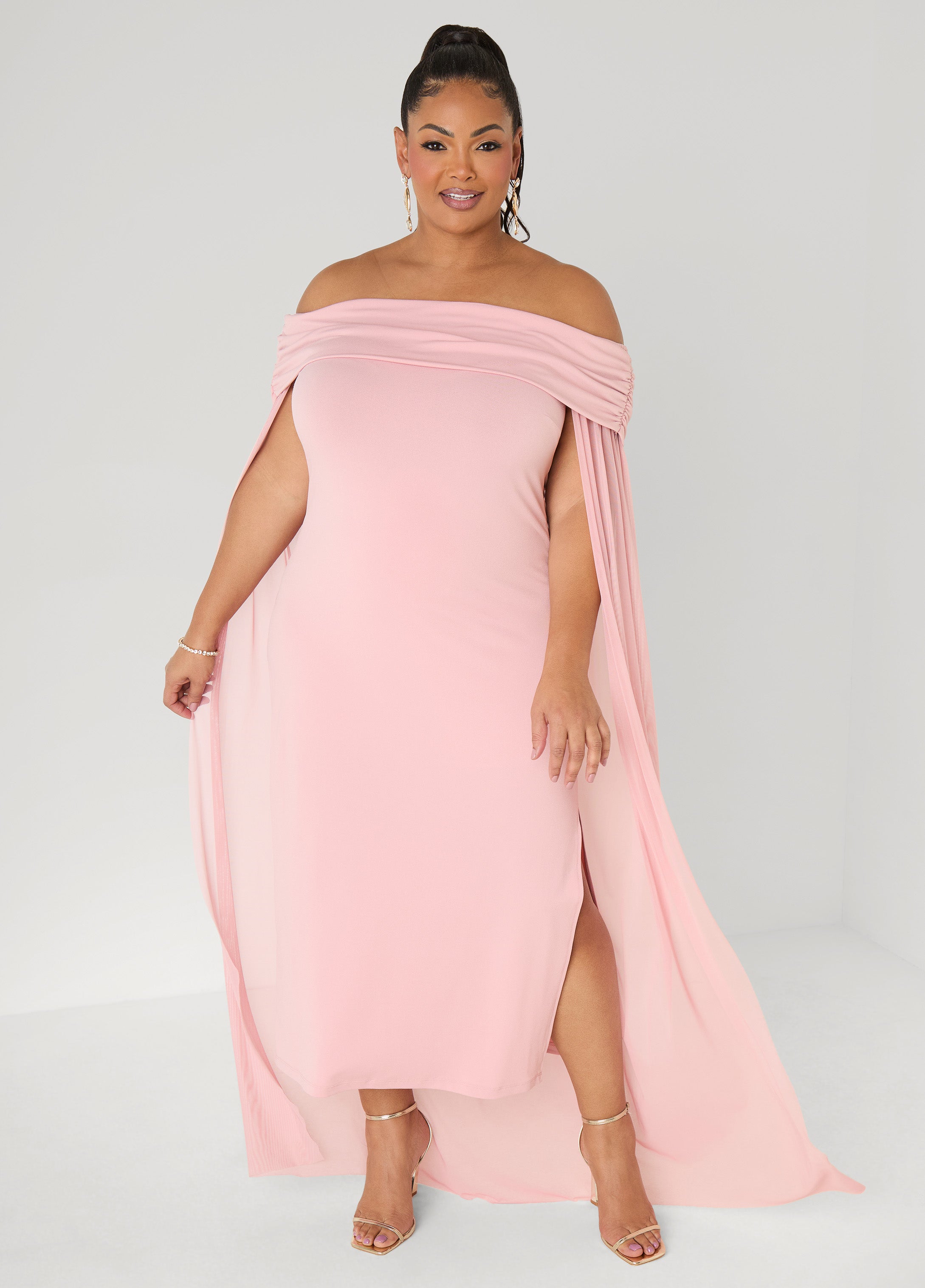 Off The Shoulder Cape Dress