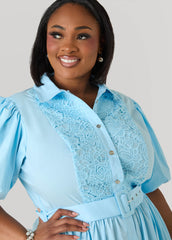 Crochet Paneled A Line Shirtdress