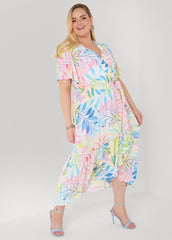 Tall Faux Wrap Watercolor Floral Dress