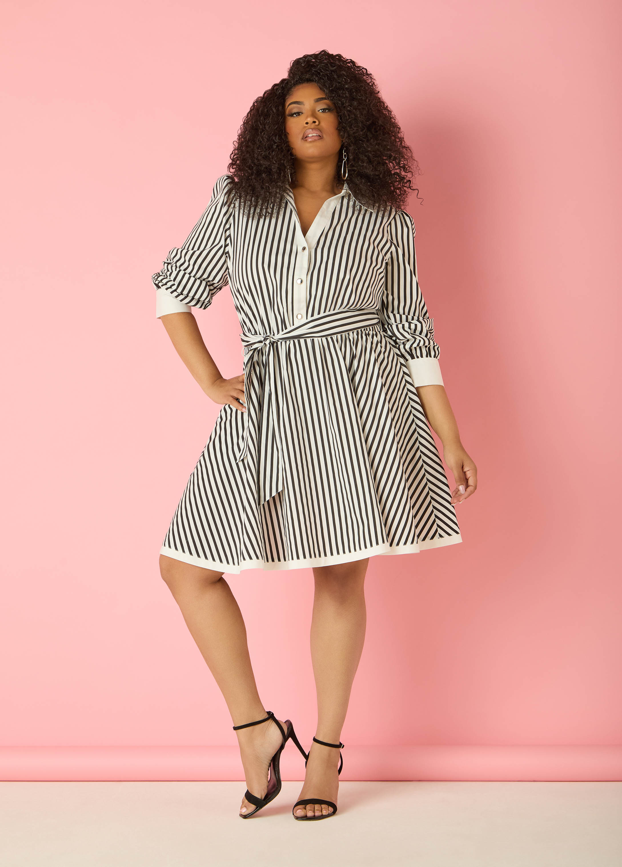 Striped A Line Shirtdress