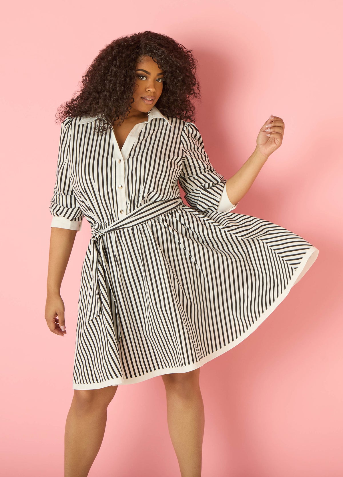 Striped A Line Shirtdress