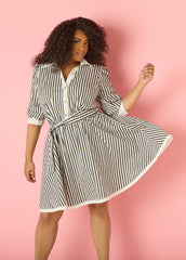 Striped A Line Shirtdress