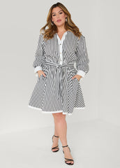 Striped A Line Shirtdress