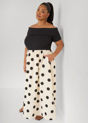 Tall Off The Shoulder Polka Dot Dress