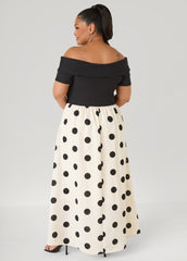 Tall Off The Shoulder Polka Dot Dress