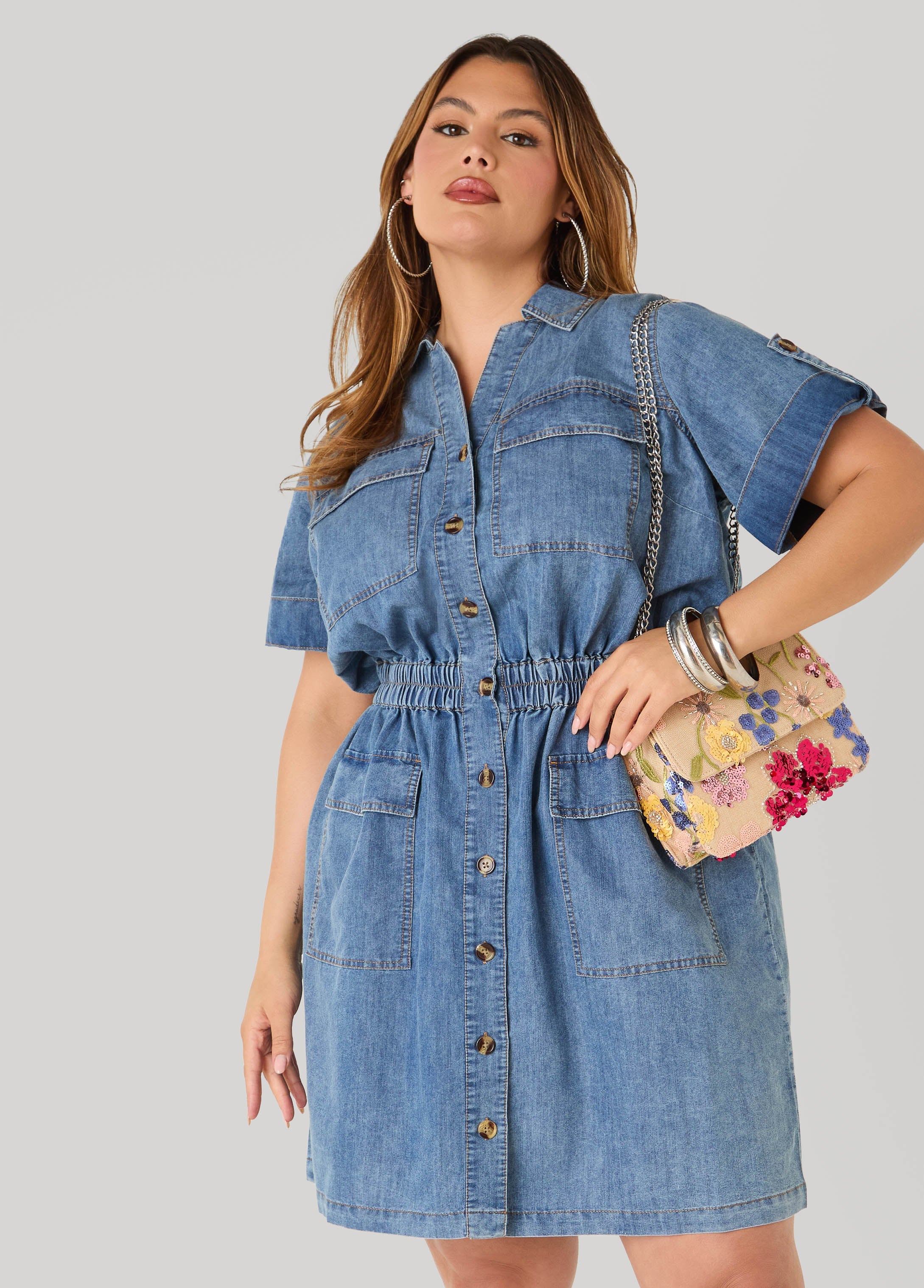 Stonewash Denim Cargo Dress