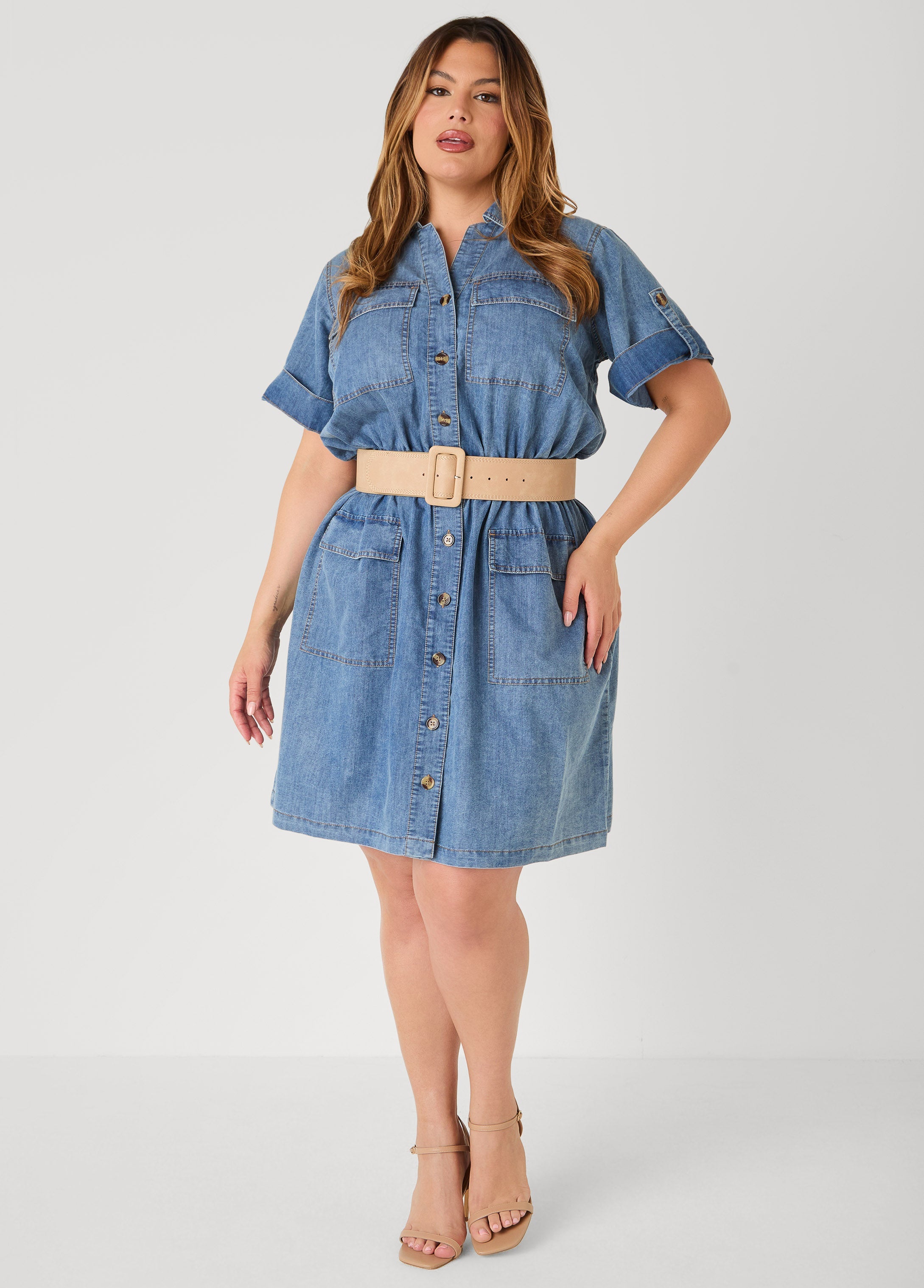 Stonewash Denim Cargo Dress