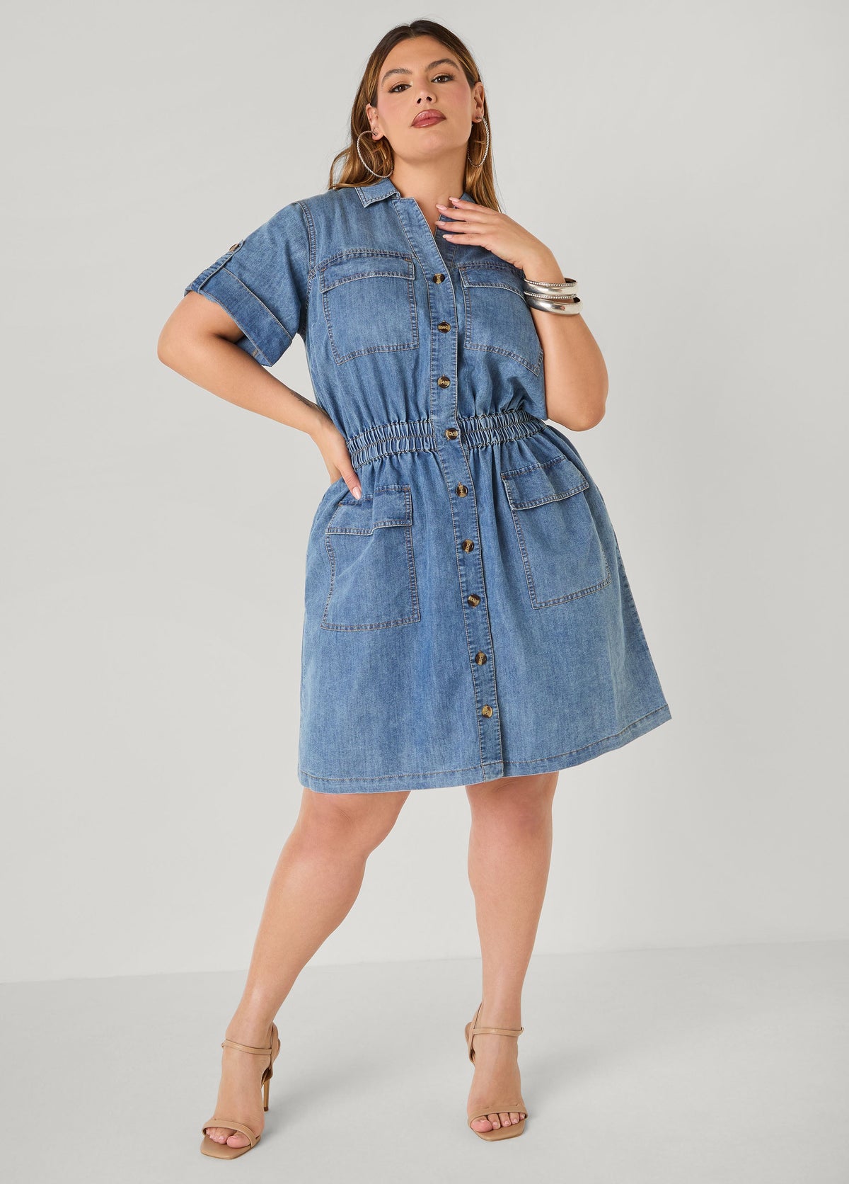 Stonewash Denim Cargo Dress
