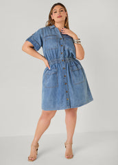 Stonewash Denim Cargo Dress