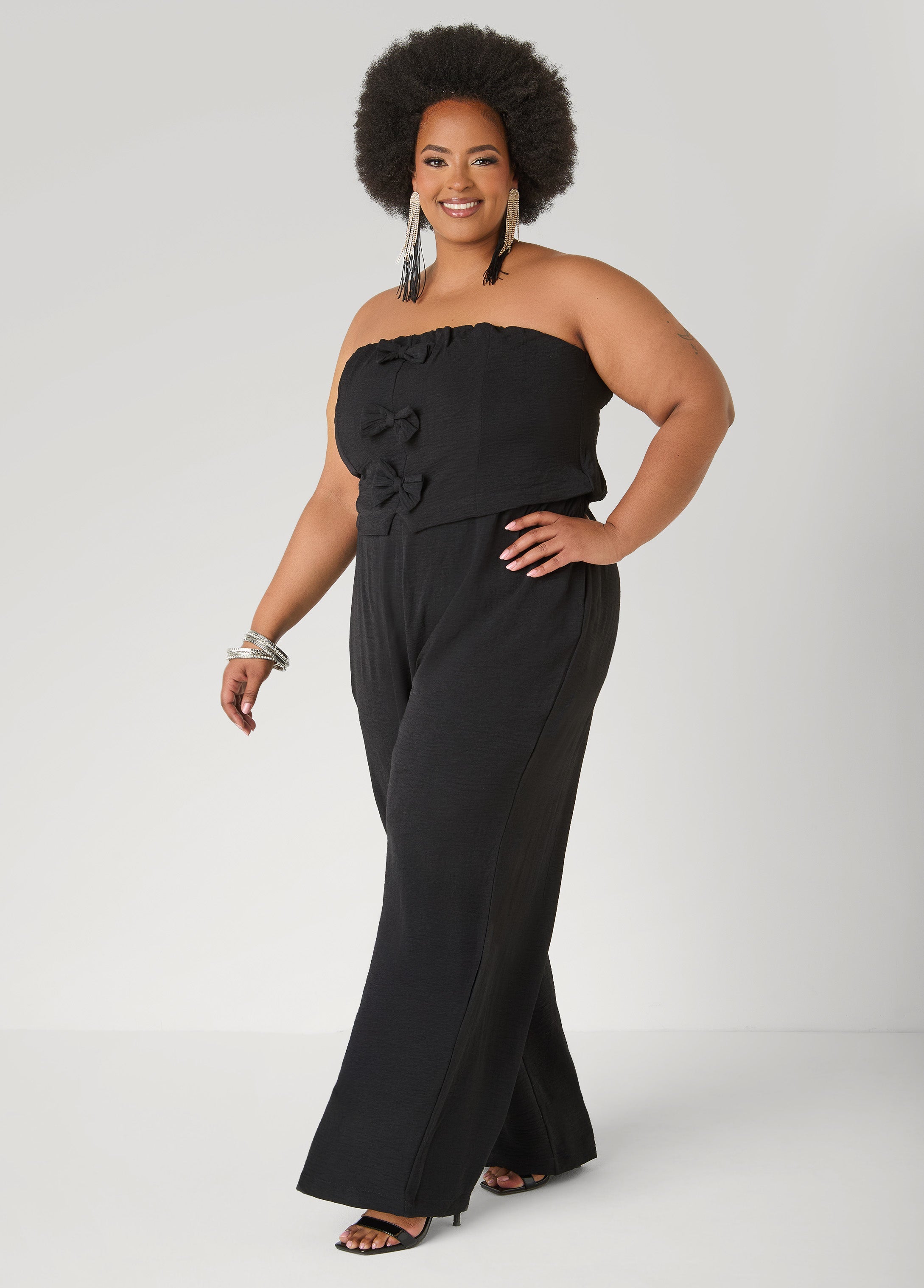 Strapless Bow Embellished Jumpsuit