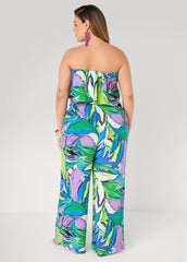 Tall Strapless Leaf Print Jumpsuit