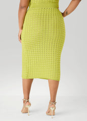 Textured Checked Midi Skirt