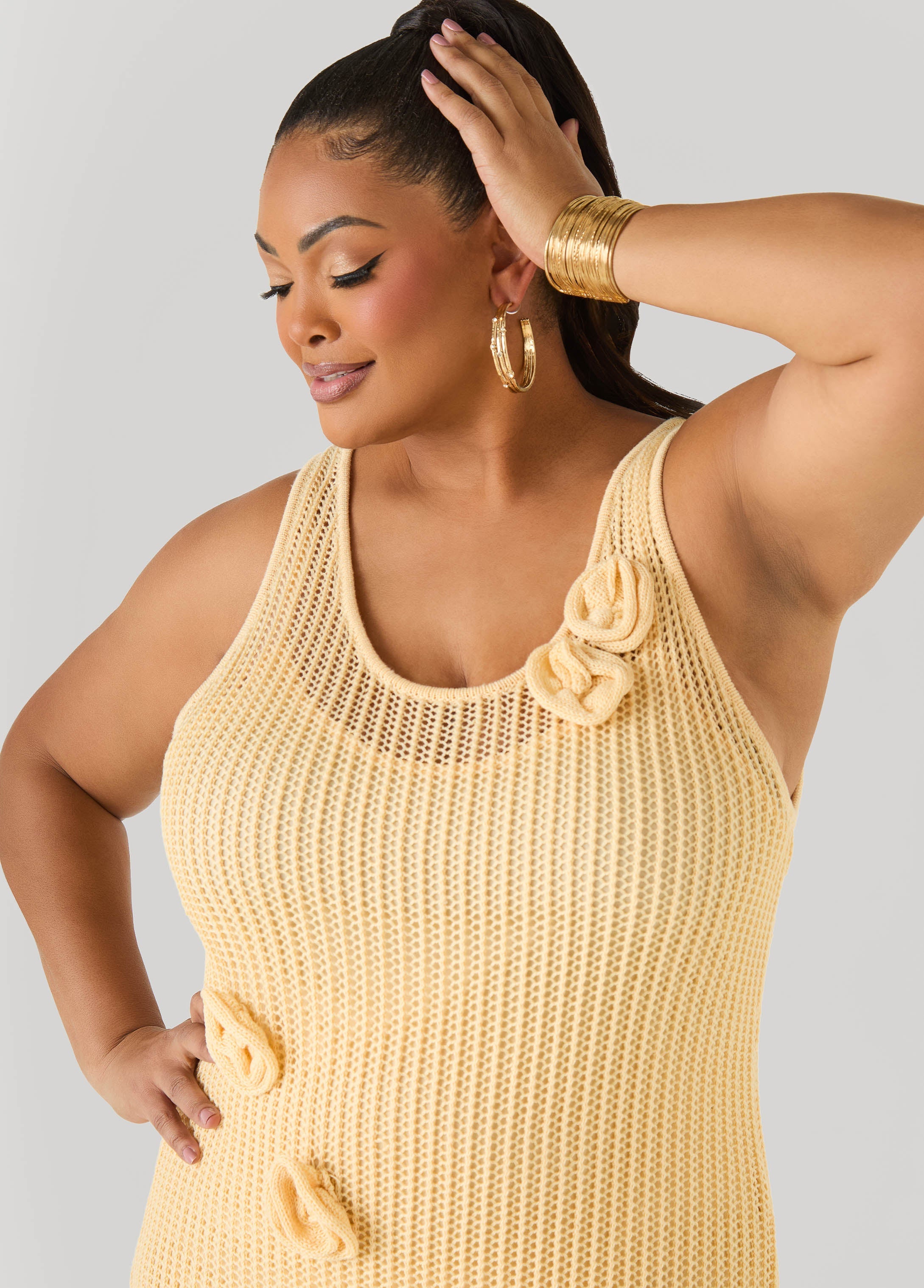 Rosette Crochet Maxi Dress