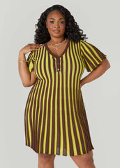 A Line Striped Sweater Dress