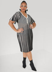 Striped A Line Sweater Dress