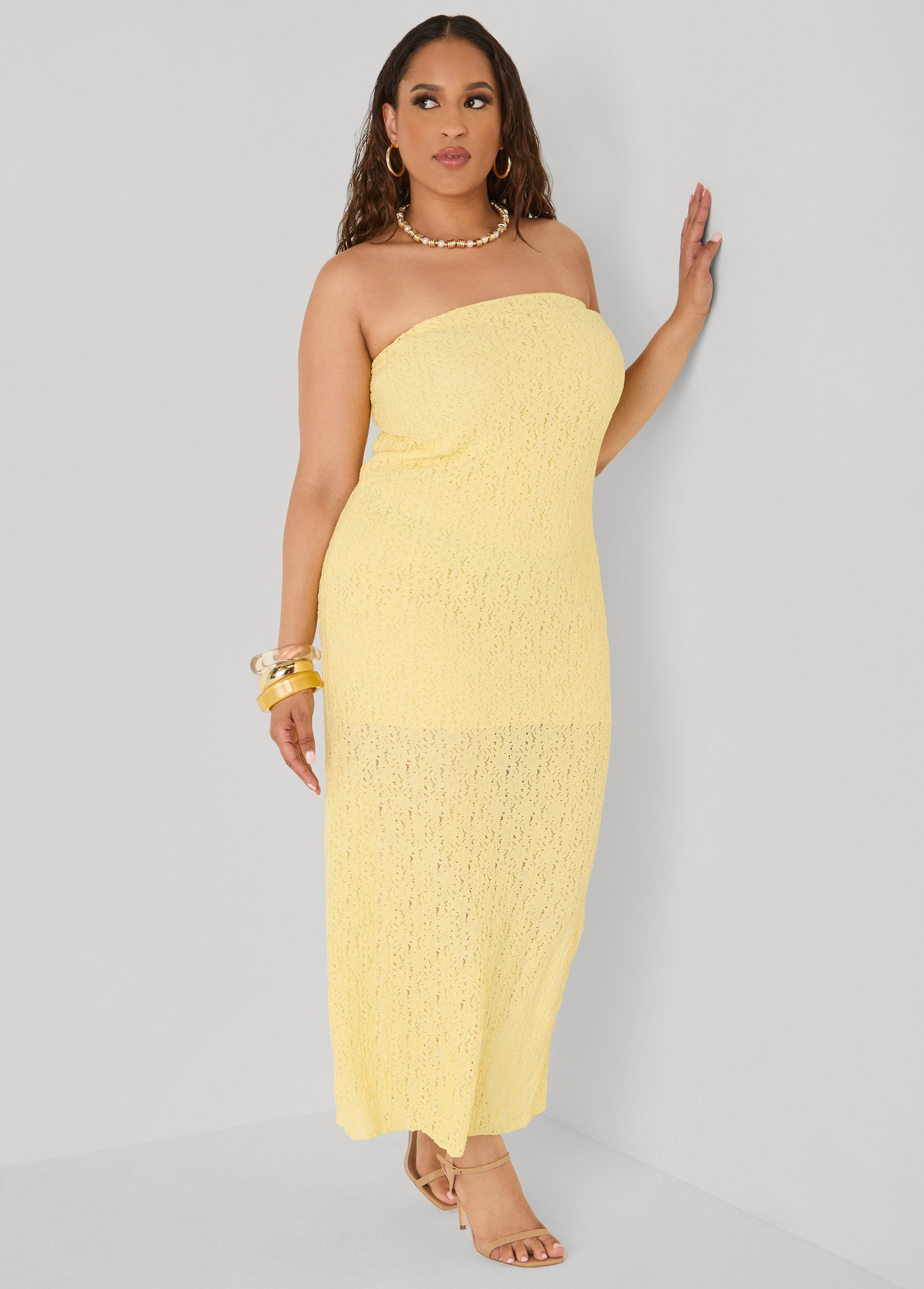 Strapless Textured Maxi Dress