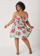 Tie Front Floral Print Dress