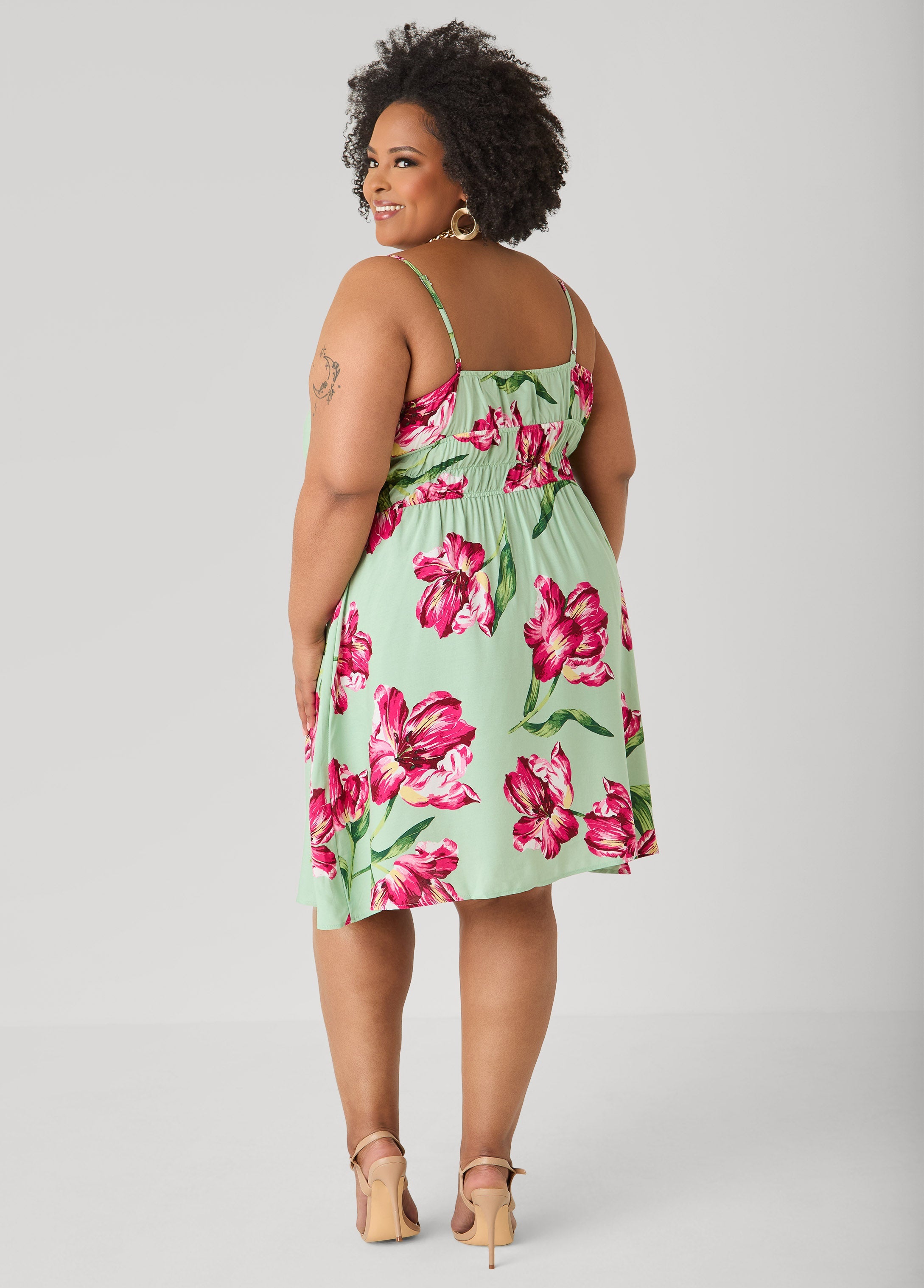 Tie Front Floral Print Dress