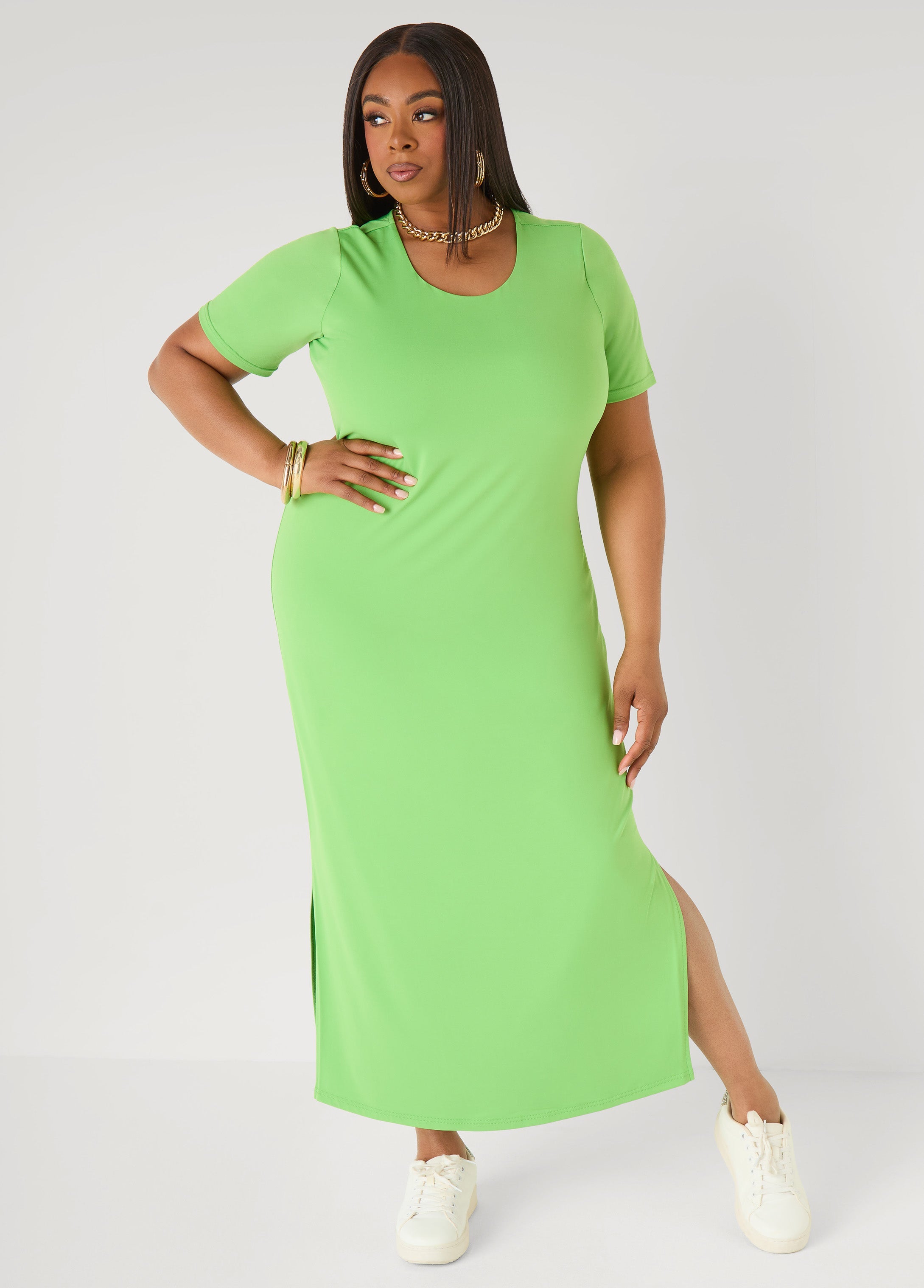 Stretch Knit T Shirt Maxi Dress