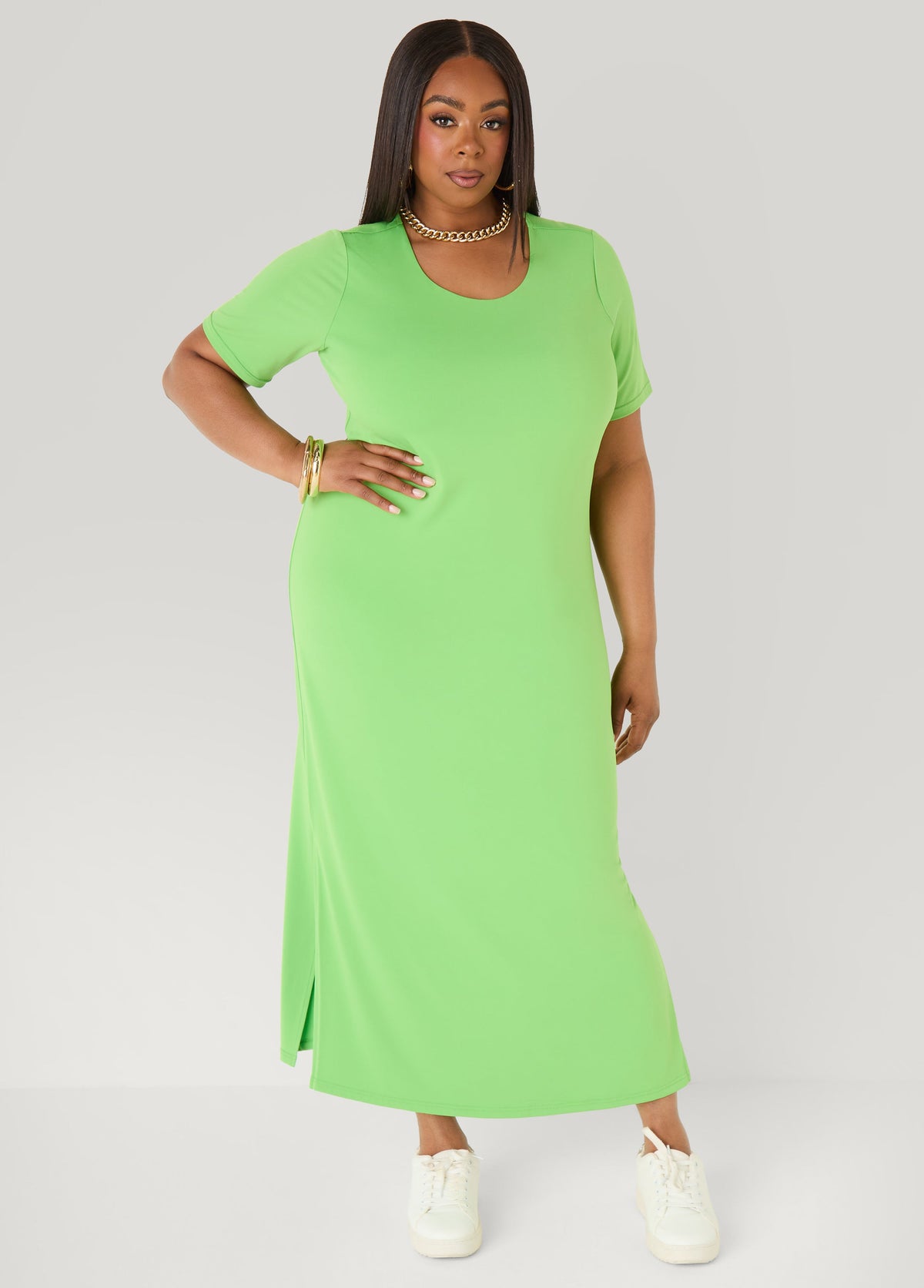 Stretch Knit T Shirt Maxi Dress