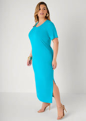 Stretch Knit Maxi T Shirt Dress