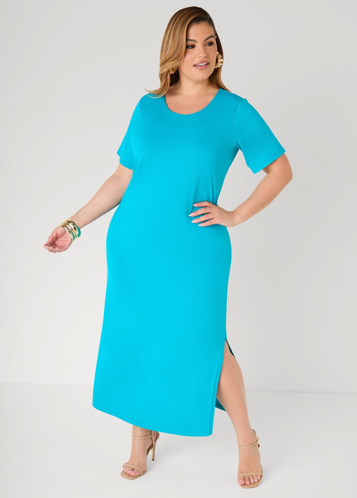 Stretch Knit Maxi T Shirt Dress