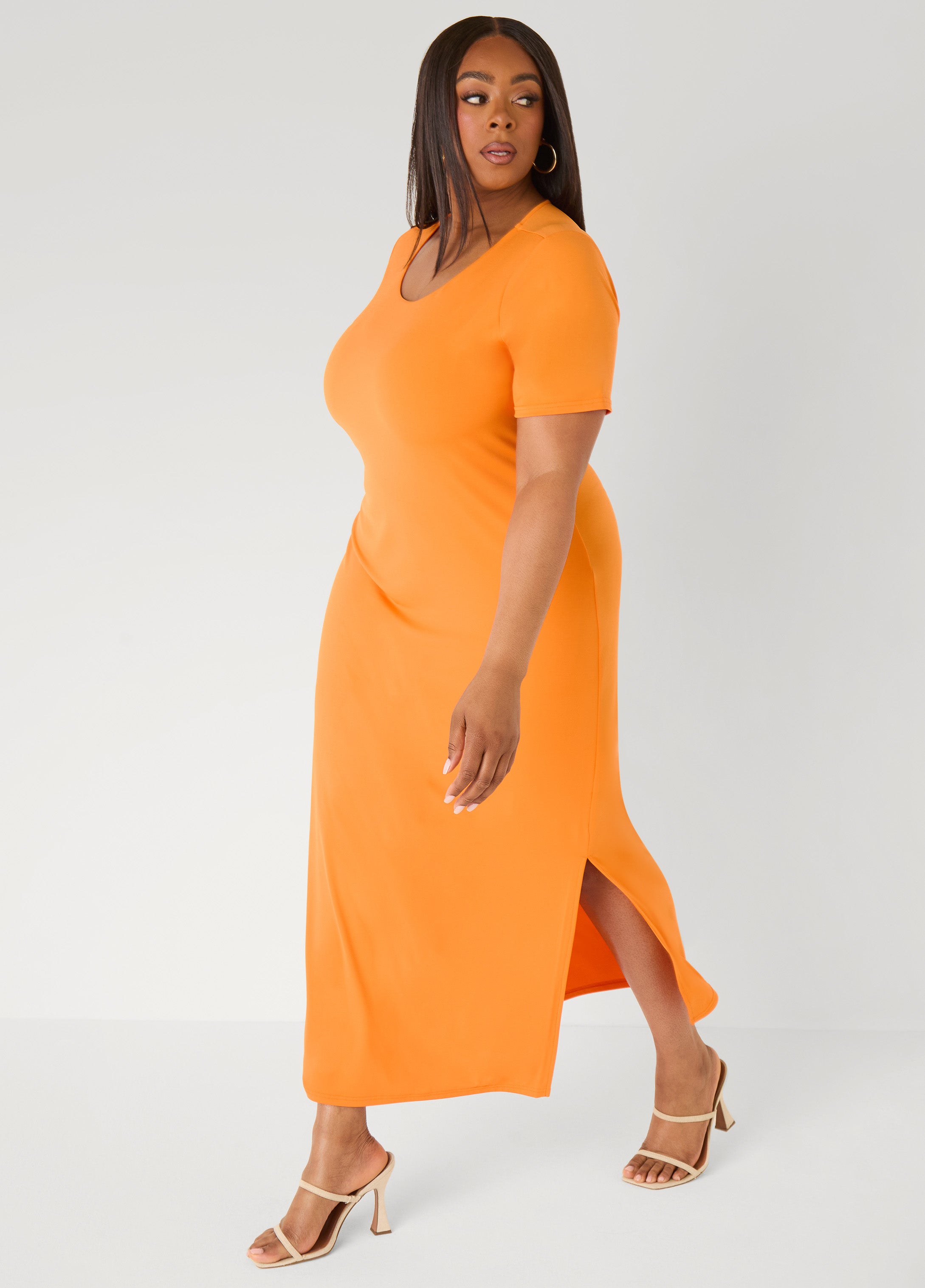 Stretch Knit Maxi T Shirt Dress