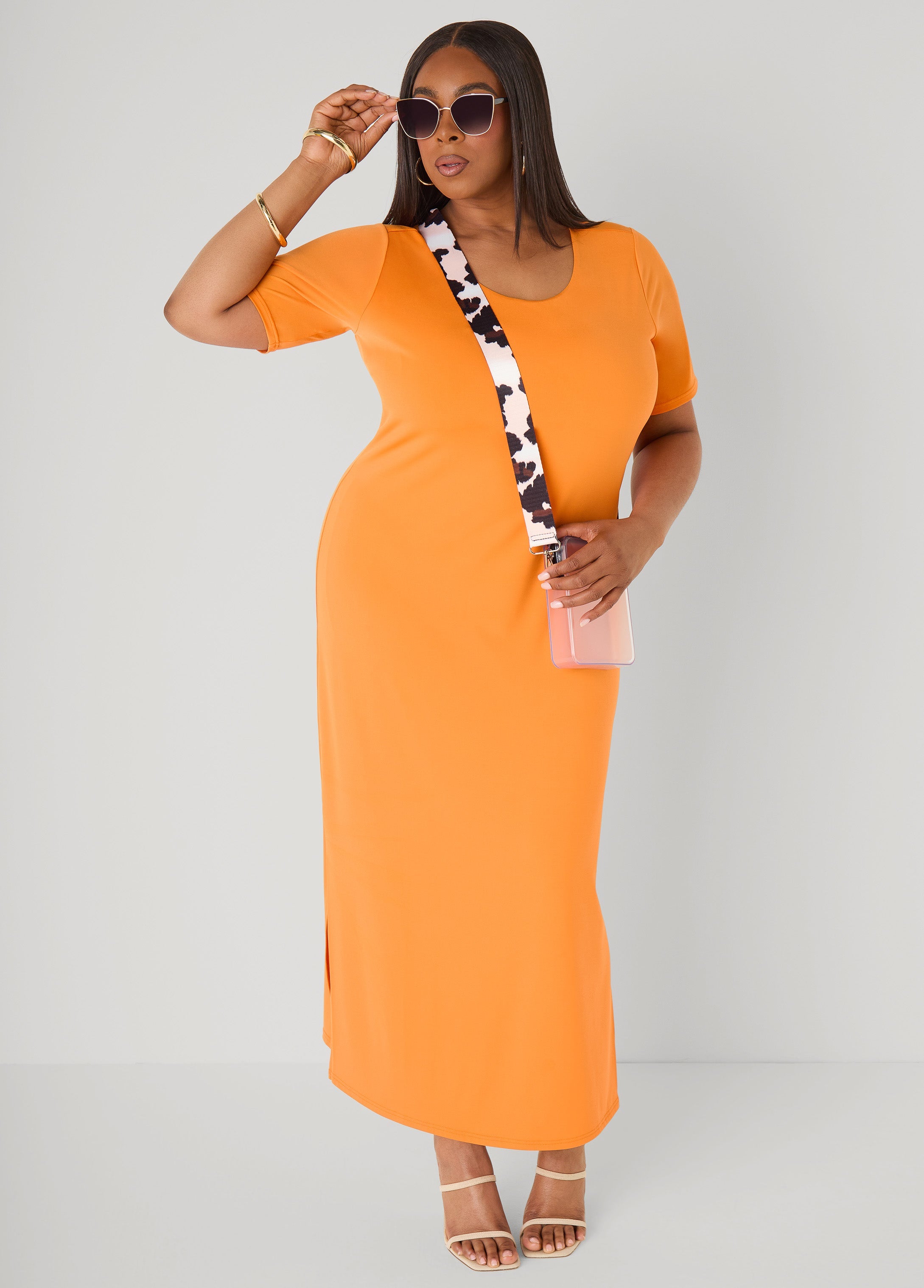Stretch Knit Maxi T Shirt Dress