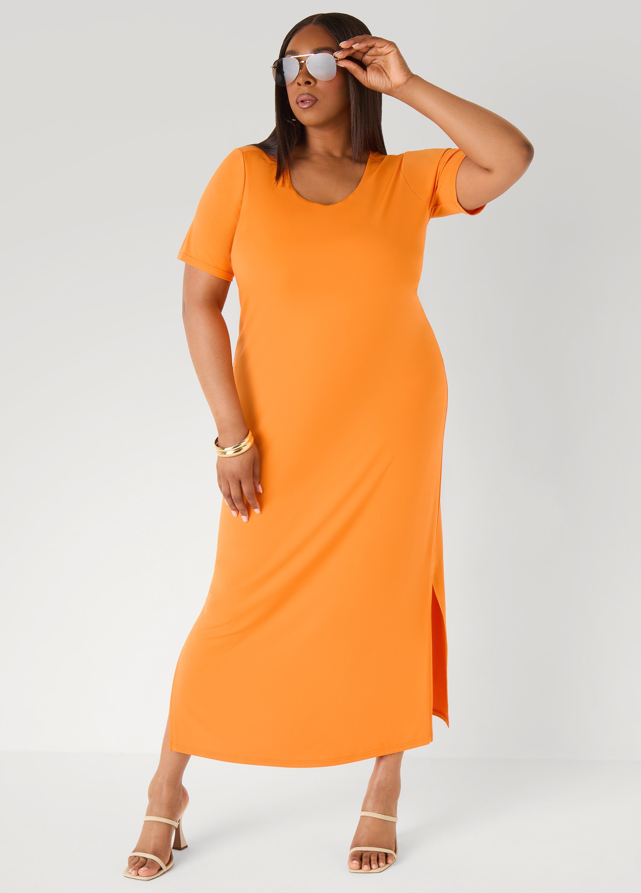 Stretch Knit Maxi T Shirt Dress