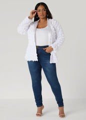 Satin Paneled Rosette Blazer