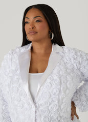Satin Paneled Rosette Blazer