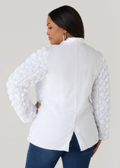 Satin Paneled Rosette Blazer