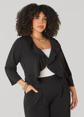 Ruffled Open Front Jacket