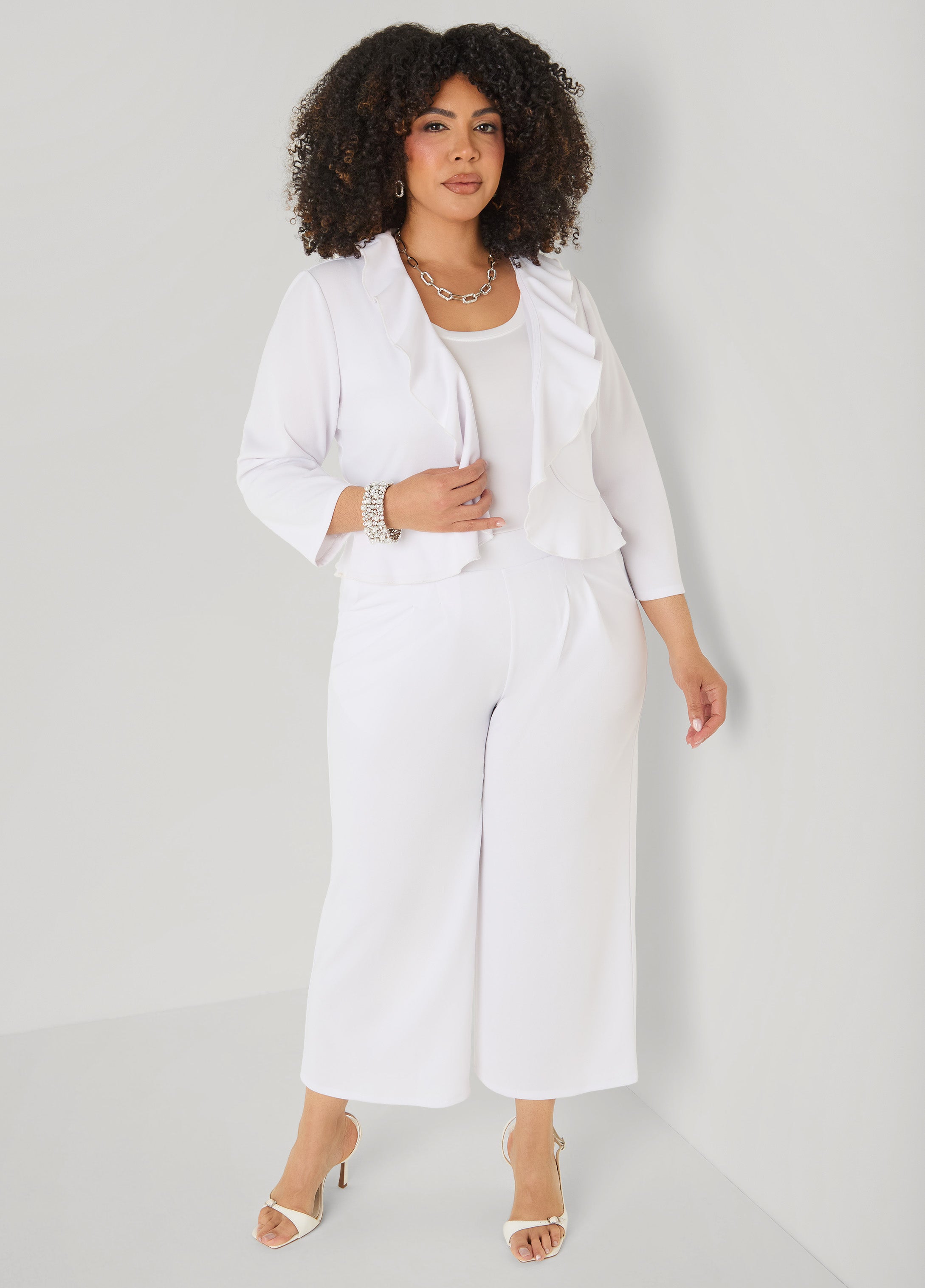 Ruffled Open Front Jacket