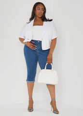 Cropped Stretch Crepe Blazer