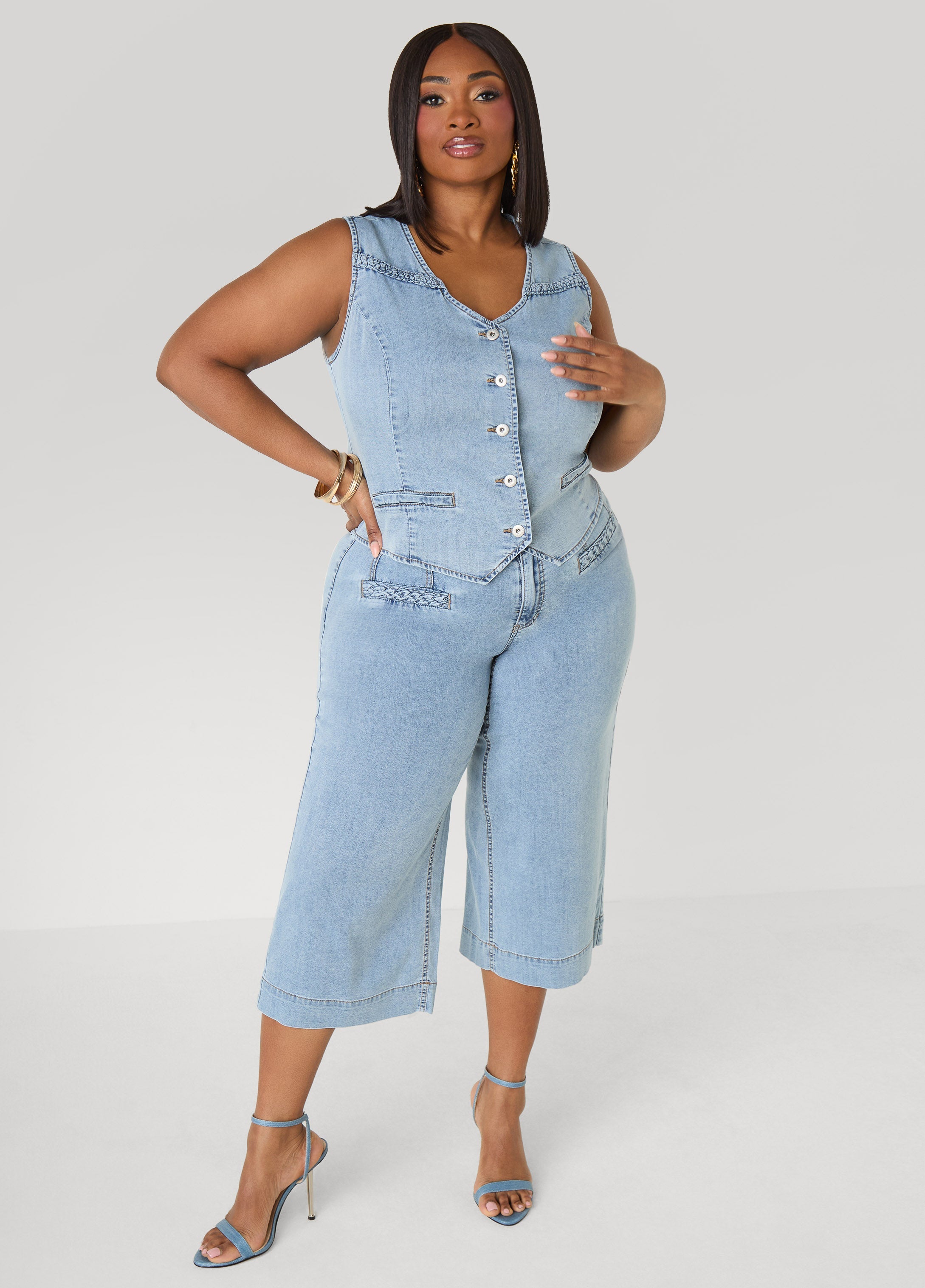 Braided Chambray Vest