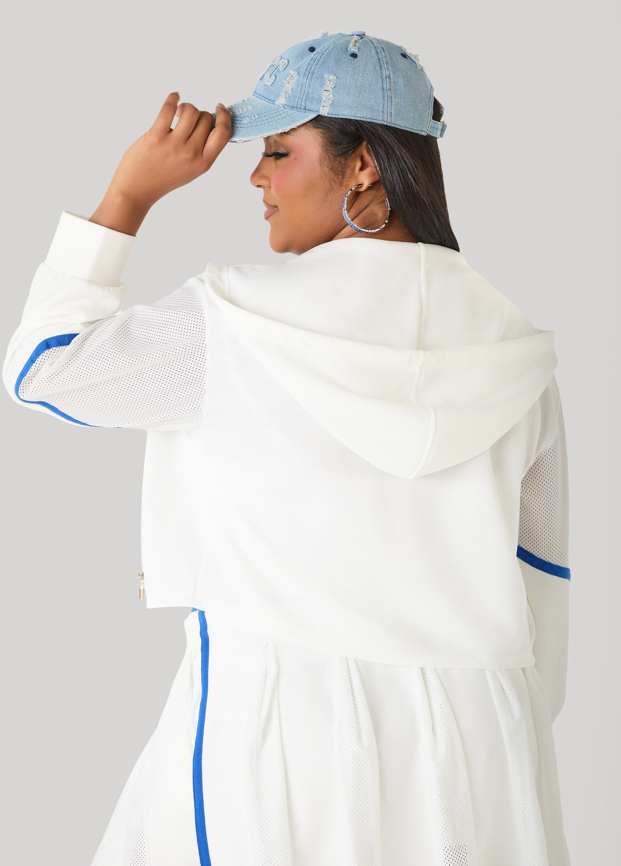 Cropped Mesh Paneled Track Jacket
