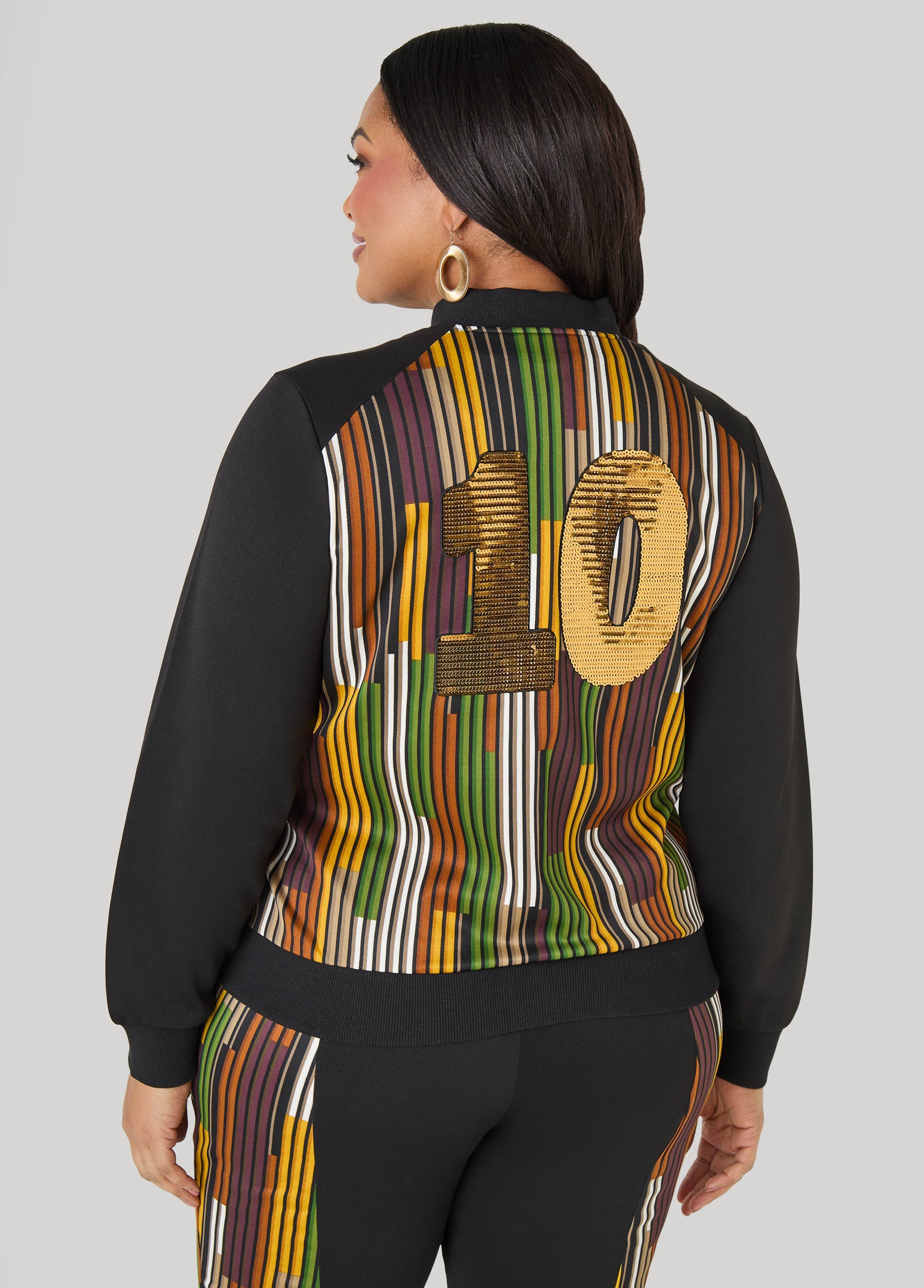 10 Appliqued Striped Track Jacket