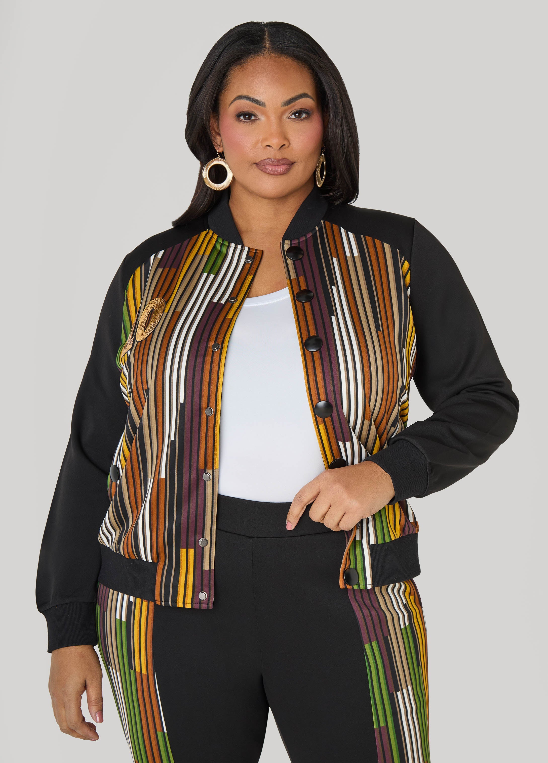 10 Appliqued Striped Track Jacket