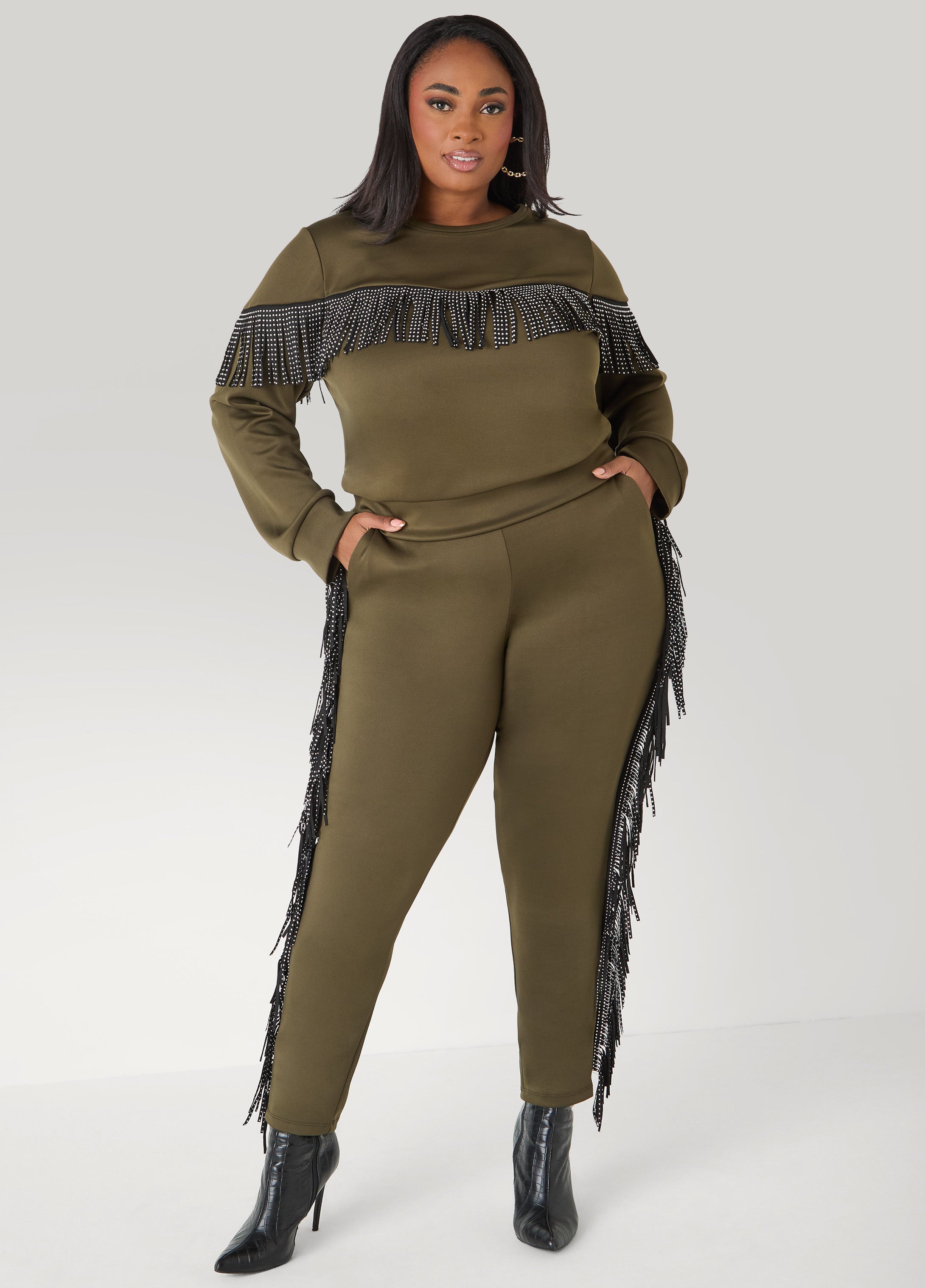 Studded Fringed Pullover