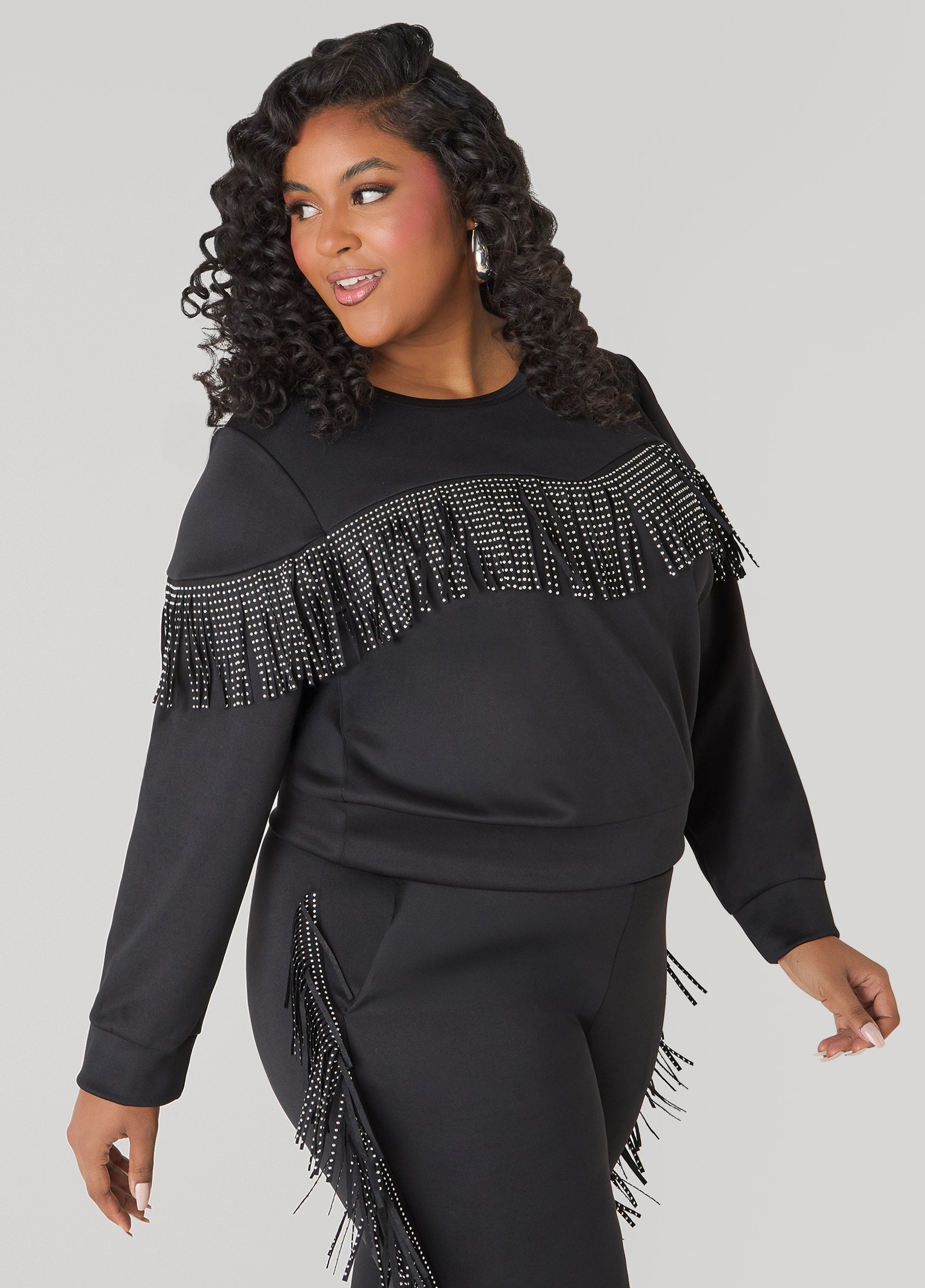 Studded Fringe Pullover