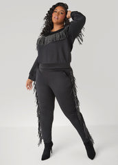 Studded Fringe Pullover