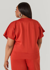 Athletic Knit  V Neck Top
