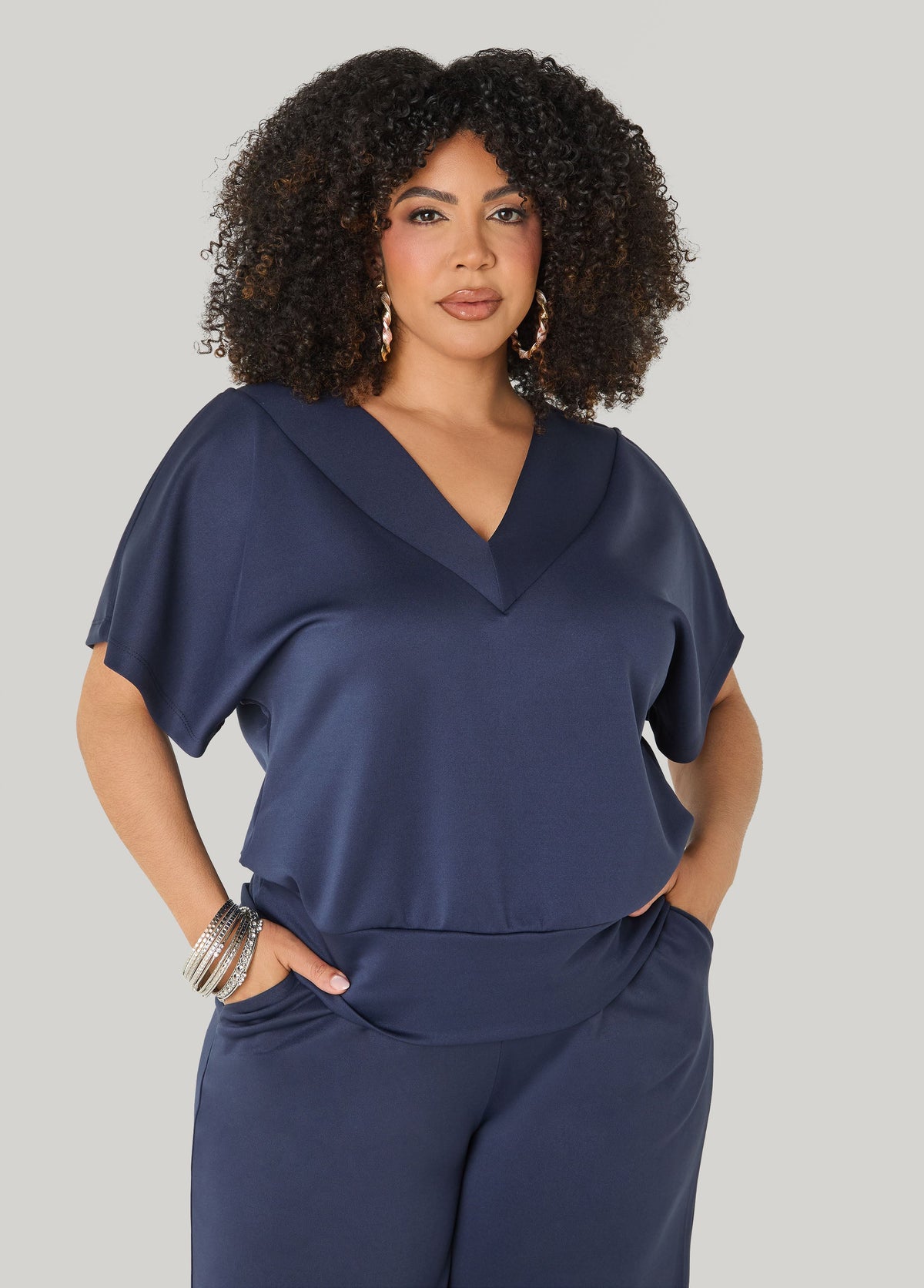 V Neck Athletic Knit Top