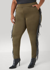 Studded Fringed Track Pants